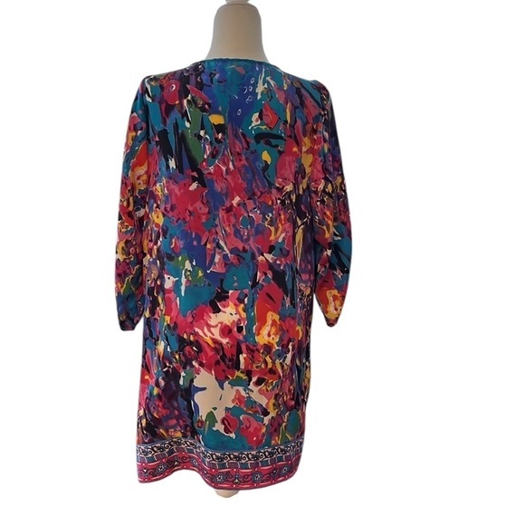 Feathers by Tolani Anthologie Boho Vibrant Art to Wear Tunic/ Dress Size Large - Picture 5 of 6